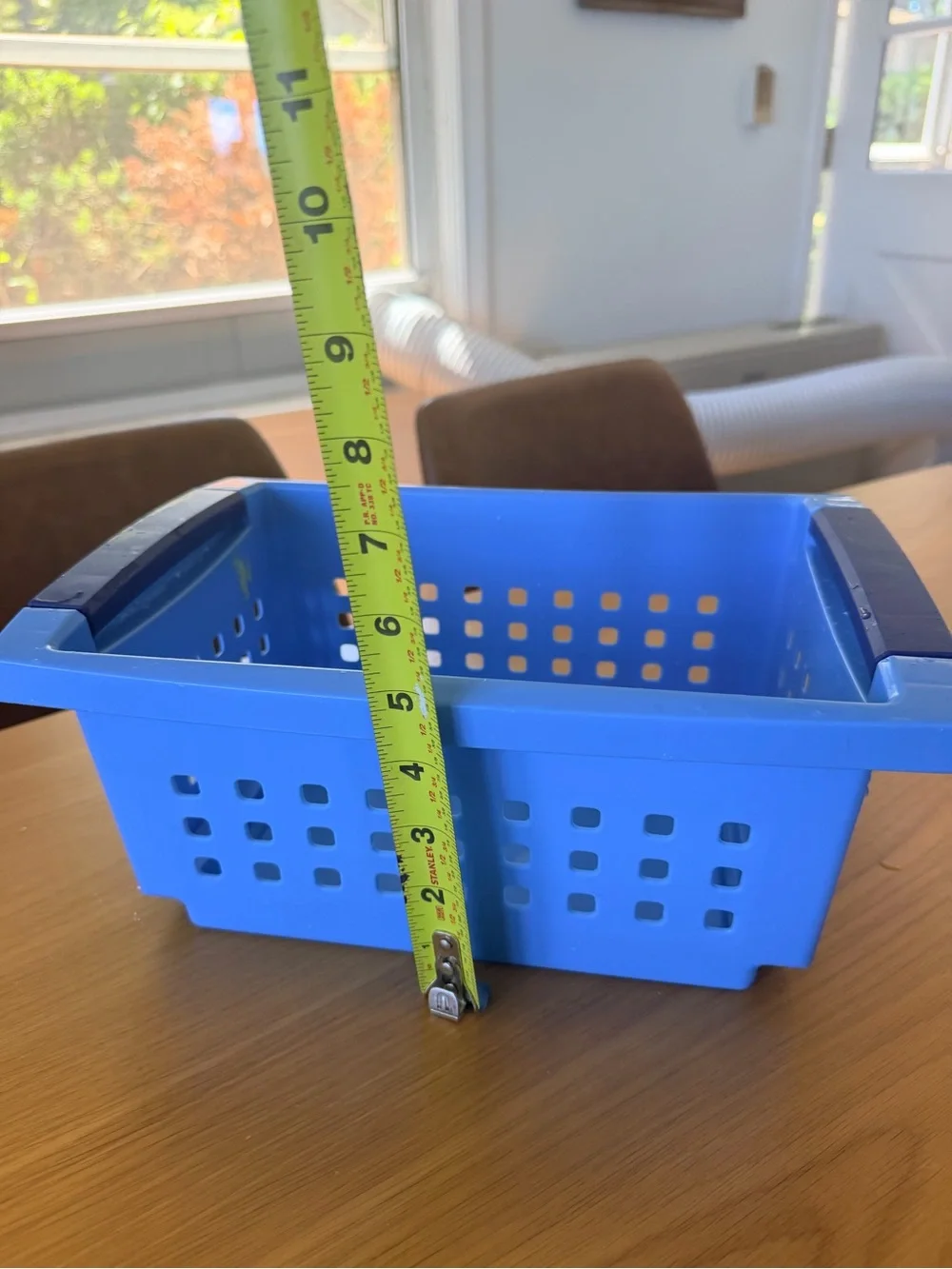 Blue Plastic Storage Basket with Dark Blue Handles - Home Accents